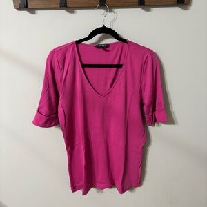 Ralph Lauren Fuchsia V-Neck Short Sleeve Top